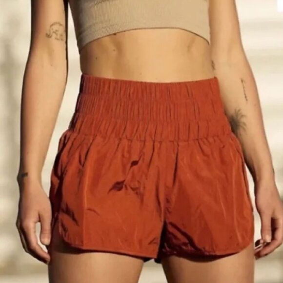Free People The Way Home athletic shorts burnt orange xs High Rise Boxer Run - Picture 2 of 4